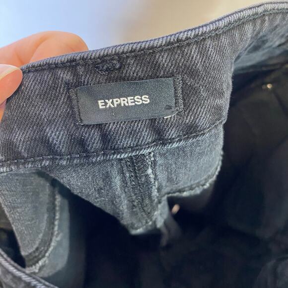 Express Women's Size 6 Relaxed Tapered Mid Rise Black Denim Jeans Cotton - Picture 6 of 11
